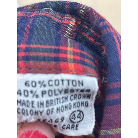 Vintage 80s Azur Button Front Blouse Red Plaid Long Sleeve Collared EUR 44 - Picture 8 of 8